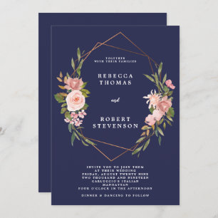 flûte rose faire-part de mariage géométrique