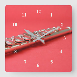 Flute student roze houdwind muziek vierkante klok