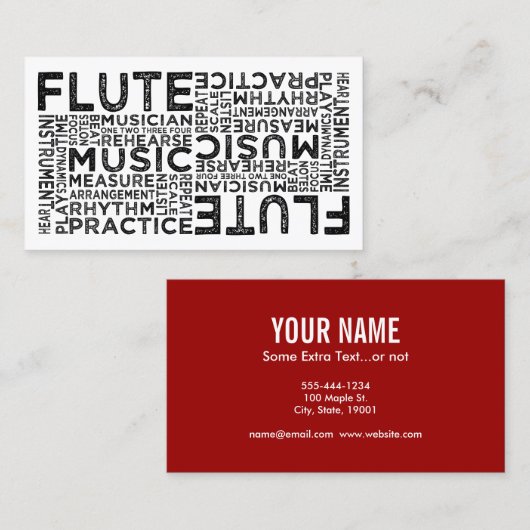 Flute Typography Visitekaartje (Voorkant / Achterkant)