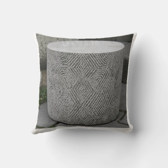 Fluted Concrete Cylinder Texture Print | Ribbed  Kussen (Achterkant)