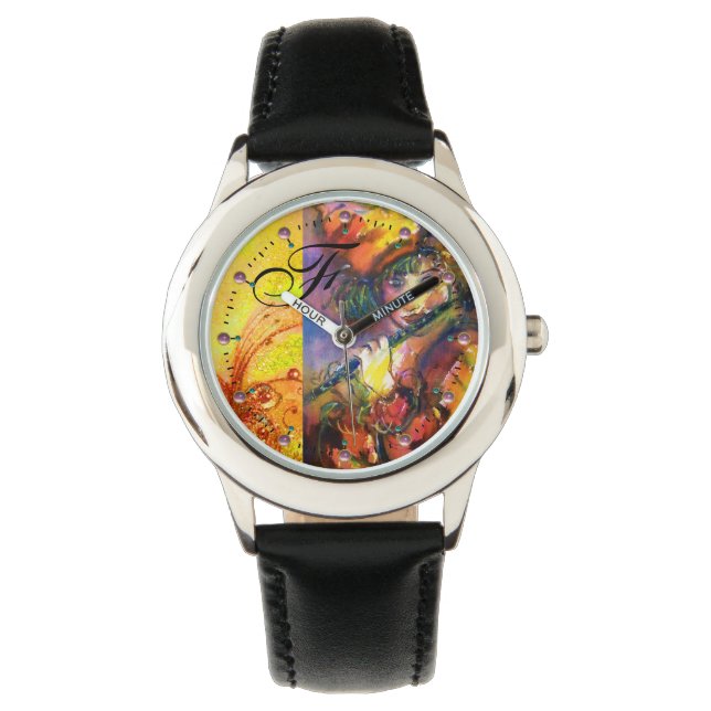 FLUTIST PORTRAIT/Venetiaans Masquerade Monogram Horloge (Voorkant)