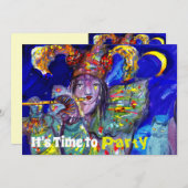 FLUTISTE EN BLEU Anniversaire Invitation (Devant / Derrière)