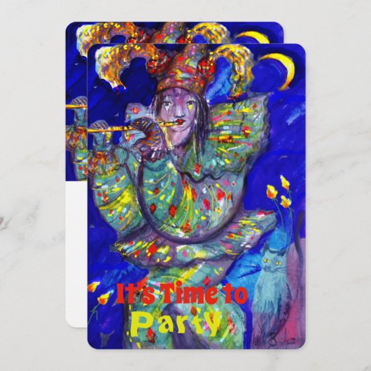 FLUTISTE EN BLEU Anniversaire Invitation (Devant / Derrière)