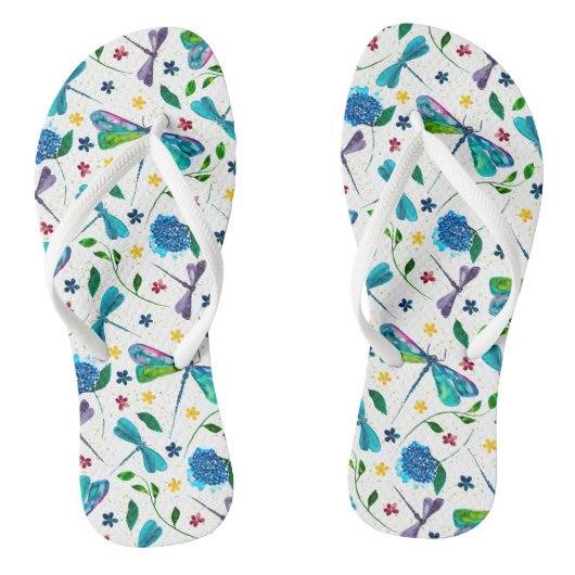 Flutter Dragonfly en Floral-Waterverf Teenslippers (Voetbed)