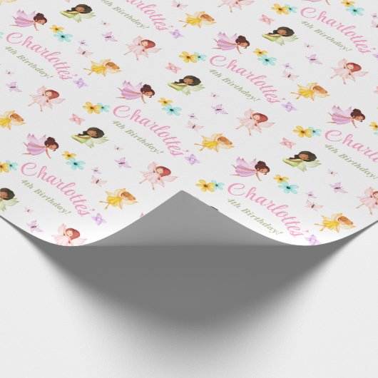 Flutter en Kronkel Fairy Verjaardagsfeestgeschenk  Cadeaupapier (Hoek)