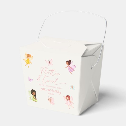 Flutter en Twirl Betoverd Fairy verjaardagsfeestje Bedankdoosjes (Voorkant Zijde)