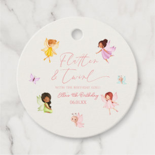 Flutter en Twirl Betoverd Fairy verjaardagsfeestje Bedankjes Labels
