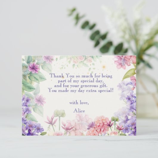 Flutter en twirl Fairy tuin waterverf verjaardag Bedankkaart (Staand voorkant)