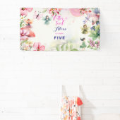 Flutter en twirl Fairy tuin waterverf verjaardag Spandoek (Insitu)