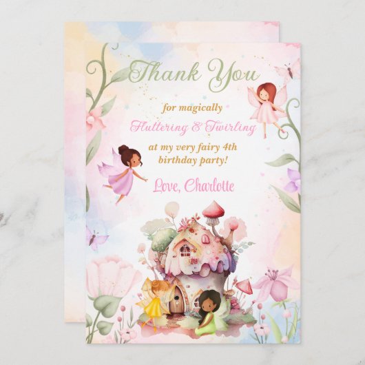 Flutter en Twirl Fairy Verjaardag Dank je kaart (Voorkant / Achterkant)