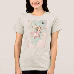 Flutter en Twirl Flower feeënmeisje Tri-Blend Shirt