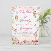 Flutter en Twirly Fairy Verjaardag Uitnodiging Fee (Staand voorkant)
