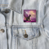 Flutter Mytt-Kat Vierkante Button 5,1 Cm (In situ)