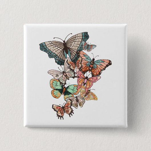 Flutter naar de lente vierkante button 5,1 cm (Voorkant)
