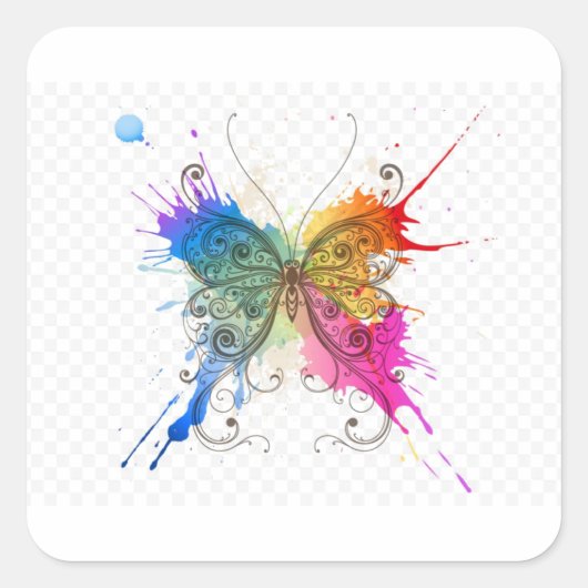 Flutter, palet vierkante sticker (Voorkant)