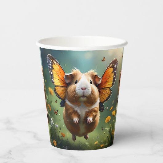 Flutter Paws: het cavia neemt de vlucht Papieren Bekers (Achterkant)
