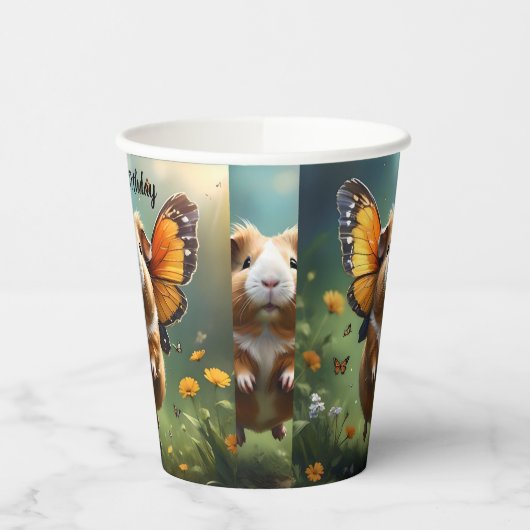 Flutter Paws: het cavia neemt de vlucht Papieren Bekers (Links)