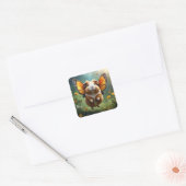 Flutter Paws: het cavia neemt de vlucht Vierkante Sticker (Envelop)