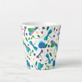 Flutter-Waterverf Dragonfly Garden Designer Latte Mok (Voorkant)
