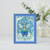 FLUTTERBUN WINTER WONDERLAND, FUNNY BUNNY RABBIT BRIEFKAART (Staand voorkant)