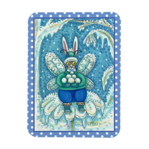 FLUTTERBUN WINTER WONDERLAND, FUNNY BUNNY RABBIT MAGNEET