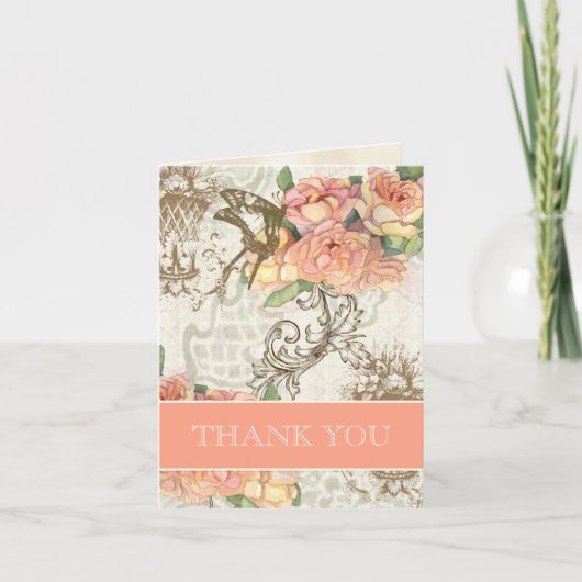 Flutterbyes 'n Roses Elegant Trouwdag Hartelijk Da Bedankkaart (Voorkant)