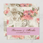 Flutterbyes 'n Rozen Elegante bruiloft - Pink-Lav Kaart (Voorkant / Achterkant)