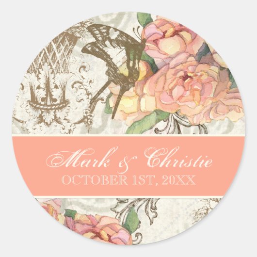 Flutterbyes 'n Rozen Elegante bruiloft Stickers (Voorkant)