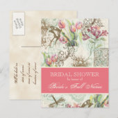 Flutterbyn Tulip Elegant Fête des mariées Carte po (Devant / Derrière)