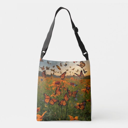 "Flutterende weide elegantie: een botanische symfo Crossbody Tas (Achterkant)