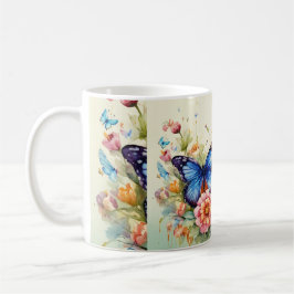Fluttering Artistry: Waterverf Vlinder Koffiemok