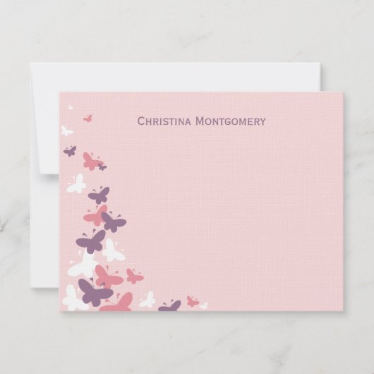 Fluttering Butterflies Flat Hartelijk dank Notitiekaartje (Voorkant)