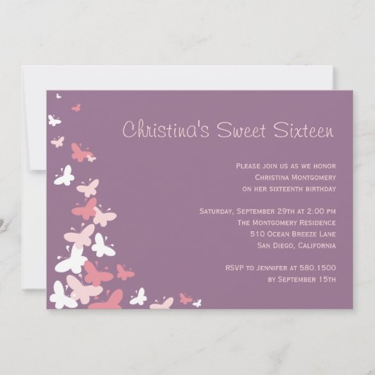 Fluttering Butterflies Invitation à la fête d'anni (Devant)