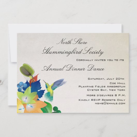 Fluttering Hummingbird Invitation Kaart (Voorkant)