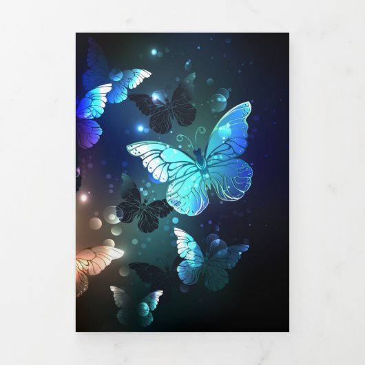Fluttering Night Butterfly Drieluik Uitnodiging (Cover)