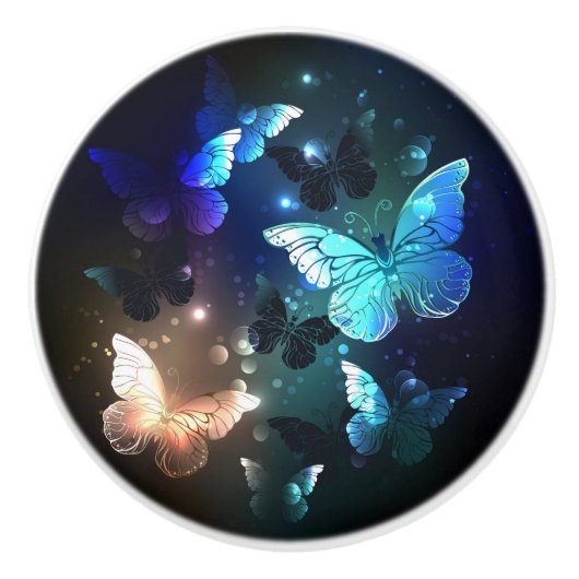 Fluttering Night Butterfly Keramische Knop (Voorkant)
