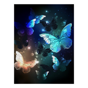 Fluttering Night Butterfly Perfect Poster