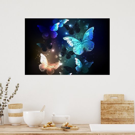 Fluttering Night Butterfly Poster (Keuken)