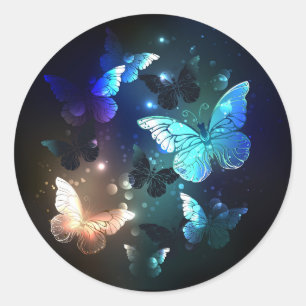 Fluttering Night Butterfly Ronde Sticker