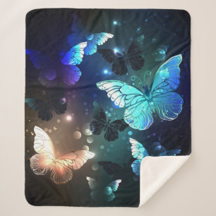 Fluttering Night Butterfly Sherpa Deken