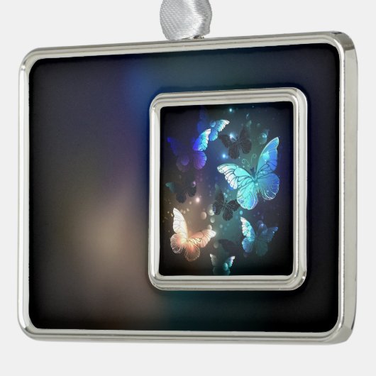 Fluttering Night Butterfly Verzilverd Kader Ornament (Links)
