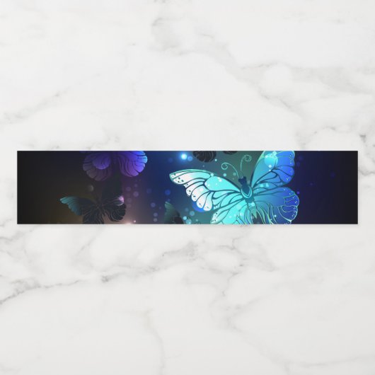 Fluttering Night Butterfly Waterfles Etiket (Enkel label)
