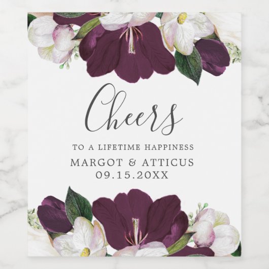 Fluweel Magnolia | BRUILOFT Gepersonaliseerde "pro Wijn Etiket (Enkel label)