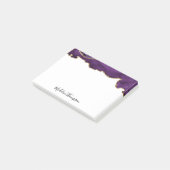 Fluweel Paarse Gouden Agaat Geode Script Typografi Post-it® Notes (Schuin)