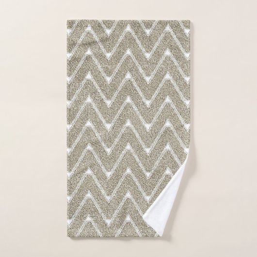 Fluweelachtig Zand Bruin Chevron Patroon Bad Handdoek (Handdoek)