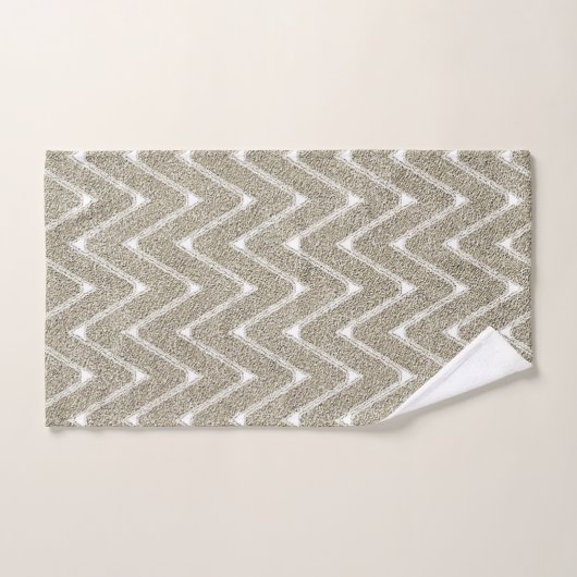 Fluweelachtig Zand Bruin Chevron Patroon Bad Handdoek (Handdoek)