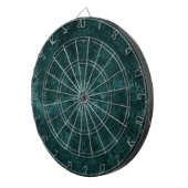 Fluweelzachte Blauwgroen Damask | Donkergroen Grun Dartbord (Voorkant Rechts)