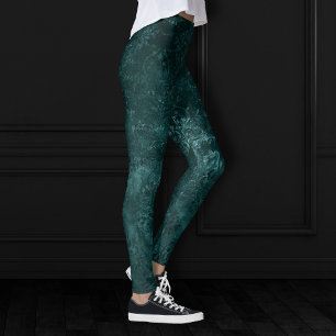 Fluweelzachte Blauwgroen Damask Donkergroen Grun Leggings