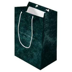 Fluweelzachte Blauwgroen Damask Donkergroen Grun Medium Cadeauzakje