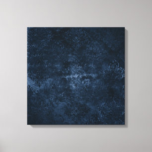Fluweelzachte Navy Damask   Donkerblauw Grunge Bar Canvas Afdruk
